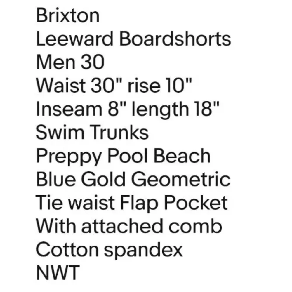 Brixton Leeward Boardshorts Men 30 Swim Trunks Preppy Pool Beach Blue Gold New
